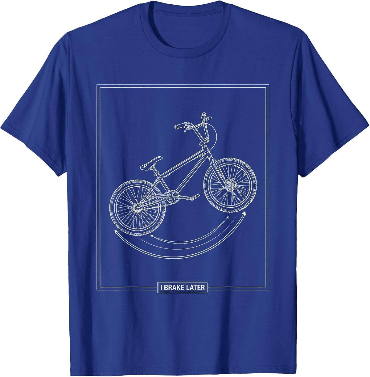 I Brake Later Technical Blueprint BMX Bike Kids Extreme T-Shirt - Royal Blue