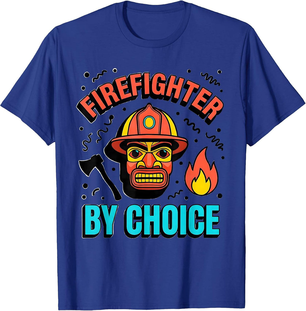 Men's Firefighter By Choice Brave Hero Design T-Shirt - Royal Blue
