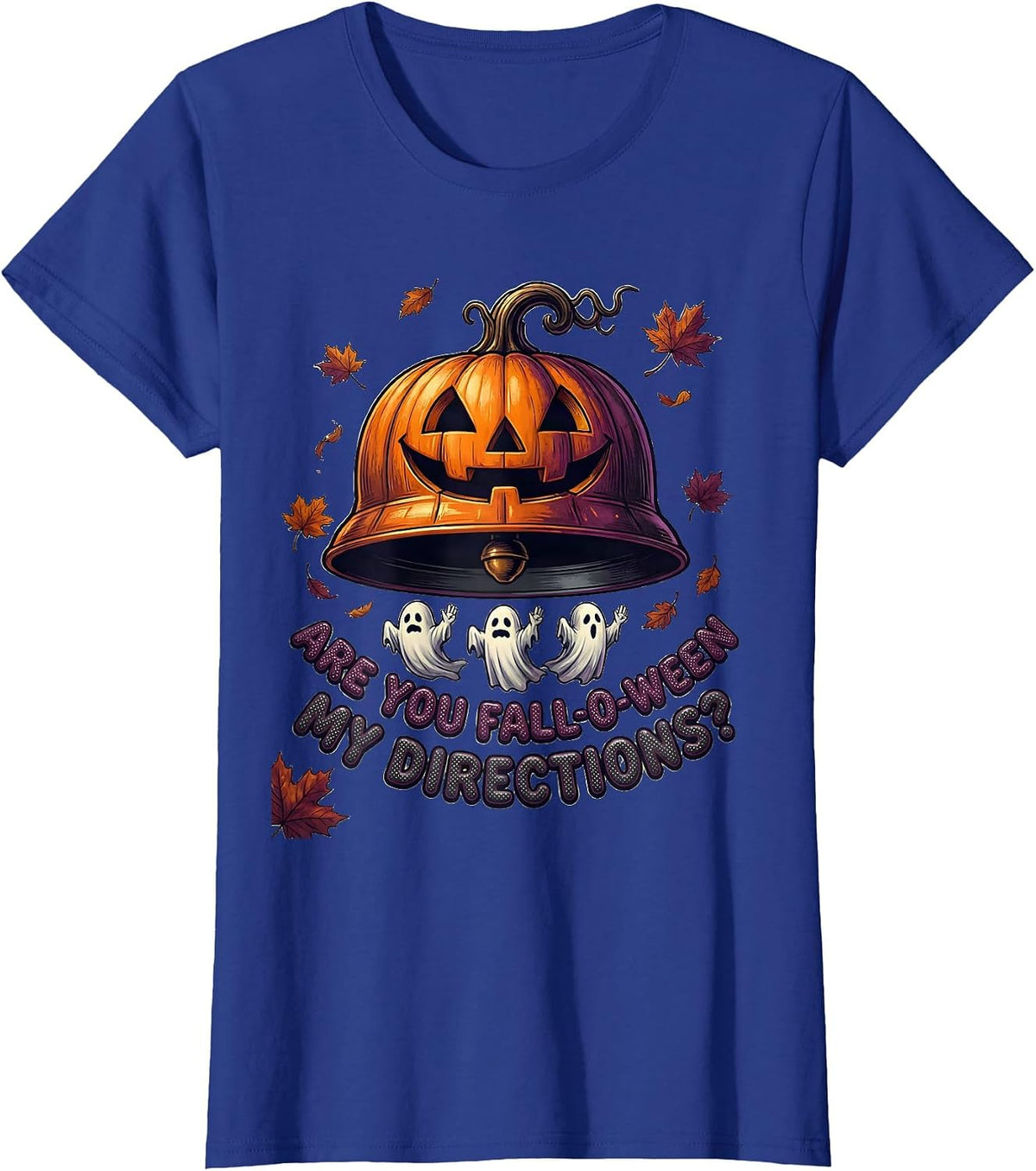 Women's Are You Fall-O-Ween My Directions Teacher Halloween Ghost T-Shirt - Royal Blue
