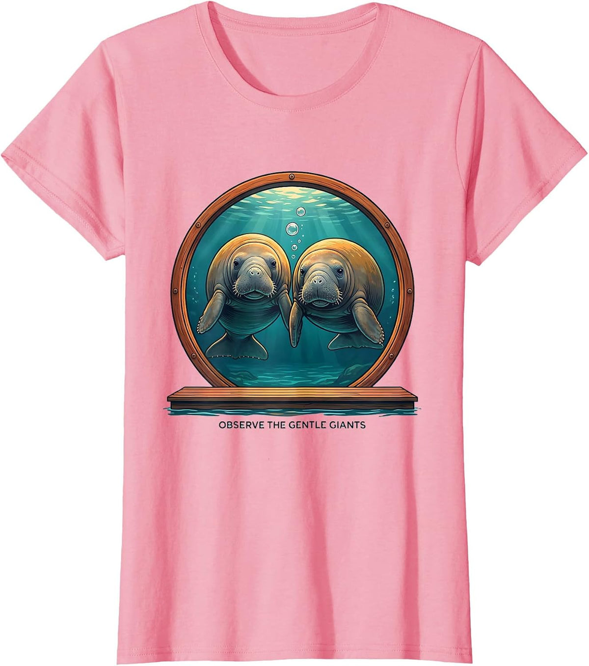 Women's Observe The Gentle Giants Funny Manatee Lover Gift T-Shirt - Pink
