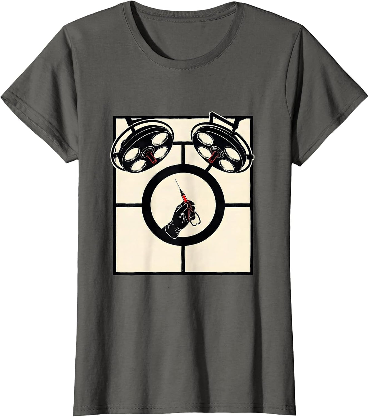 Women's Surgical Tech Stencil Graphic Occupational Pride T-Shirt - Asphalt Grey