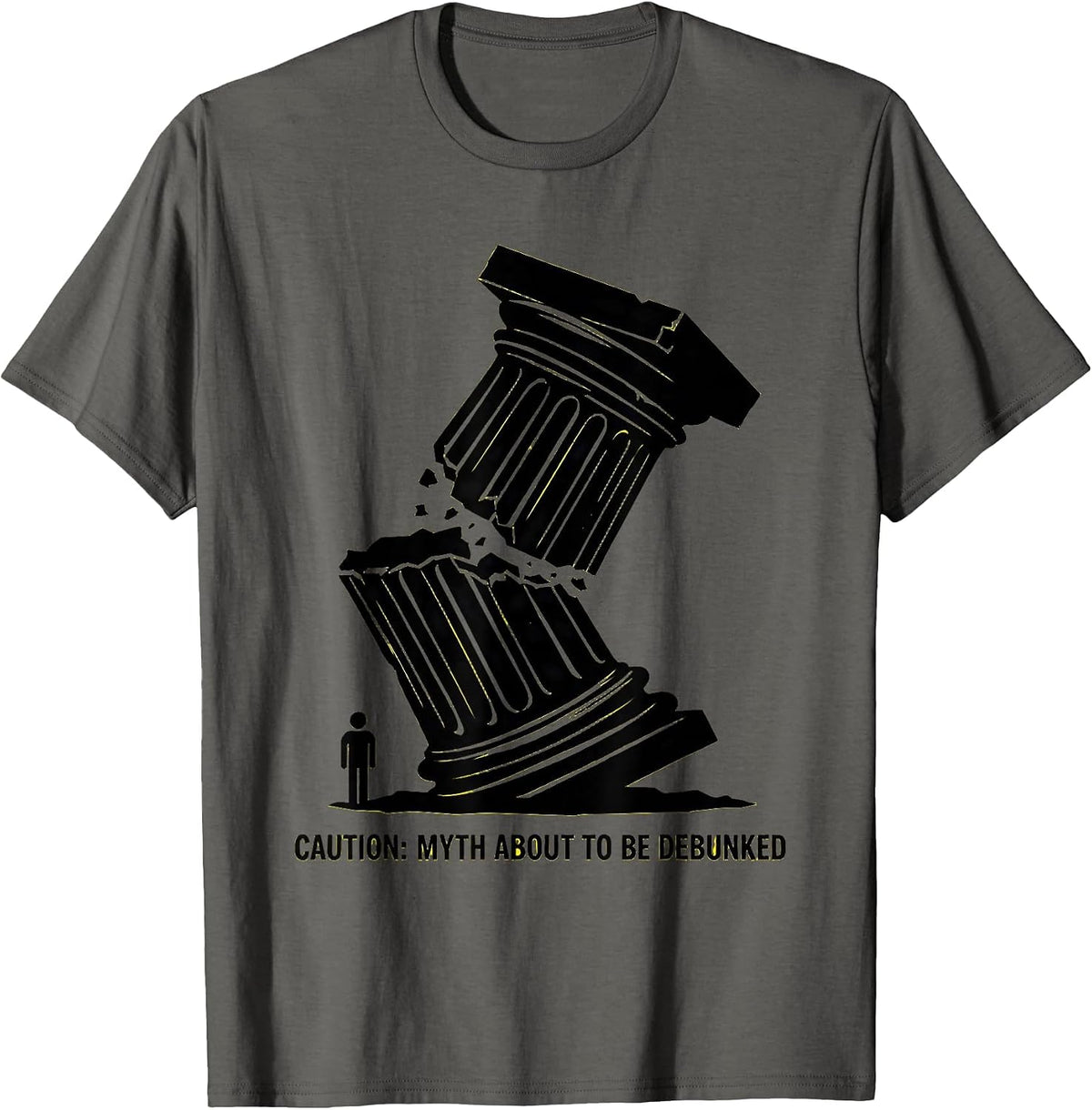 Caution: Myth About To Be Debunked Funny History Teacher T-Shirt - Asphalt Grey