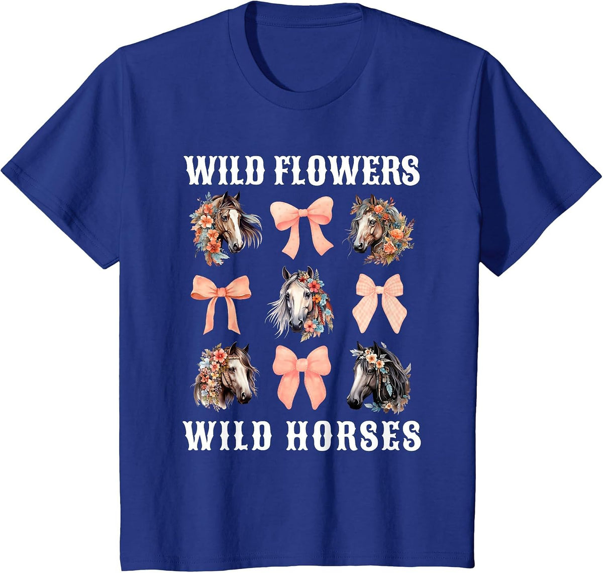 Coquette Horse Riding Horses Flower Horse Lover T-Shirt - Royal Blue