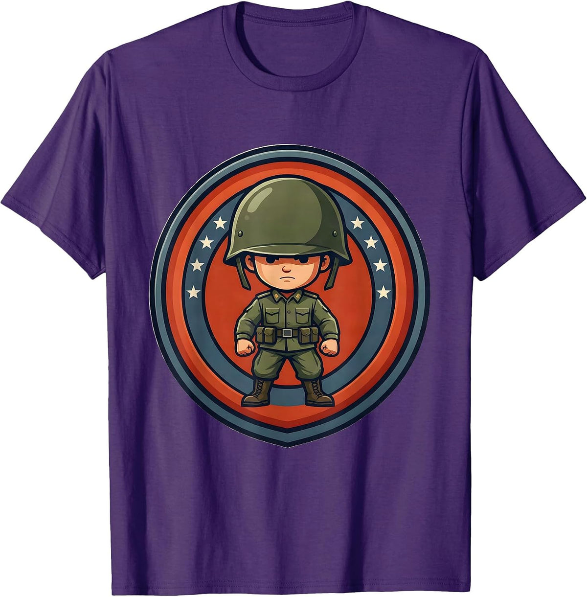 Patriot Day Kids Brave Little Soldier Helmet T-Shirt - Purple