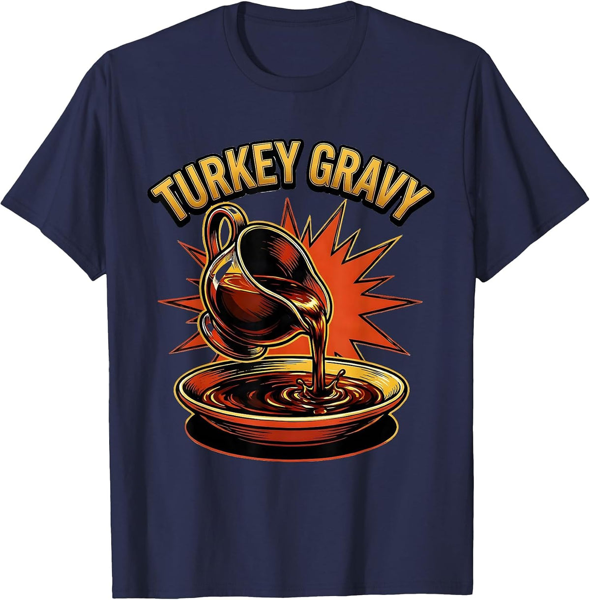 Men's Turkey Gravy Bootleg 90's Rap Rock Vintage Funny T-Shirt - Navy Blue