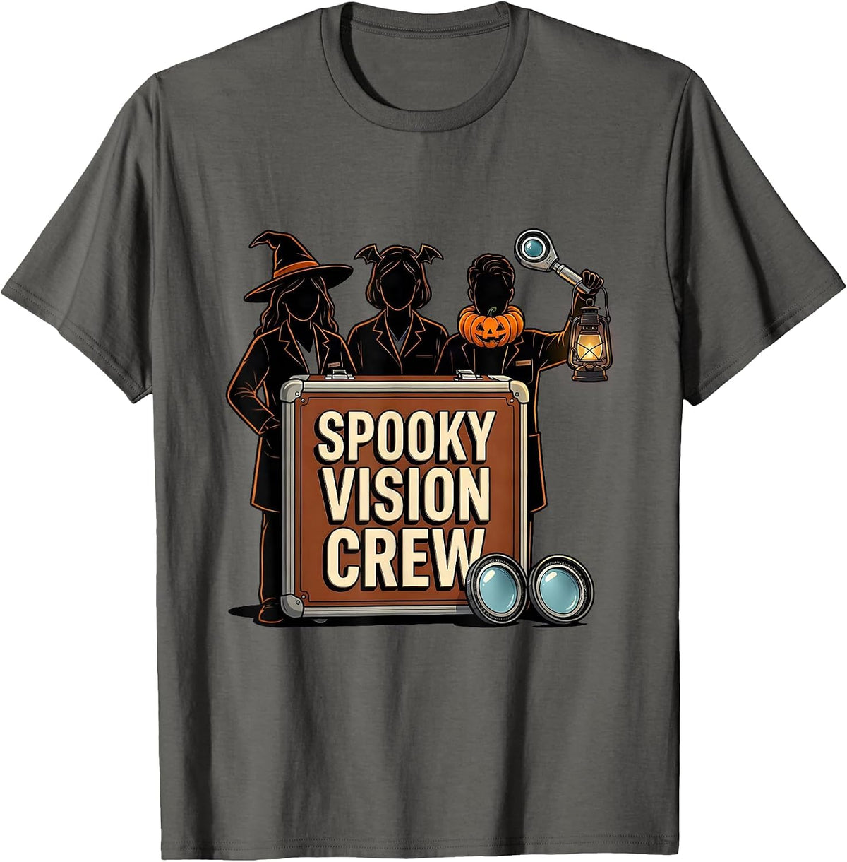Spooky Vision Crew Funny Optometrist Halloween Eye Doctor T-Shirt - Asphalt Grey