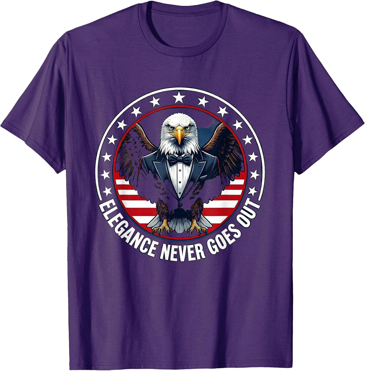 Men's Elegance Never Goes Out Tuxedo Style Design T-Shirt - Purple