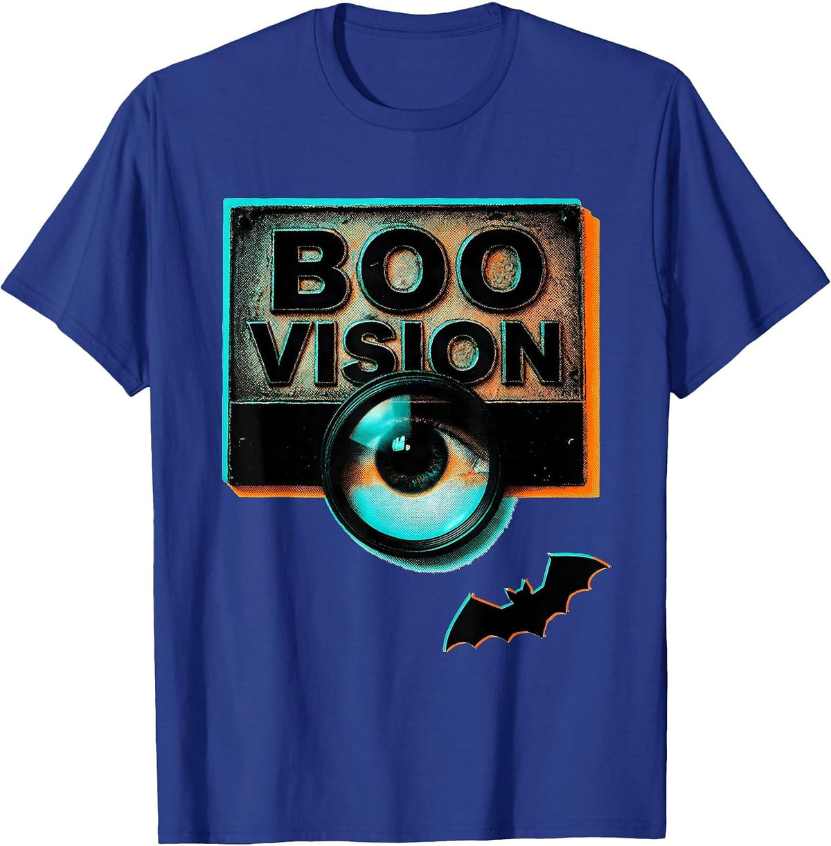 Men's Boo Vision Risograph Halloween Optometrist Eye Doctor Humor T-Shirt - Royal Blue