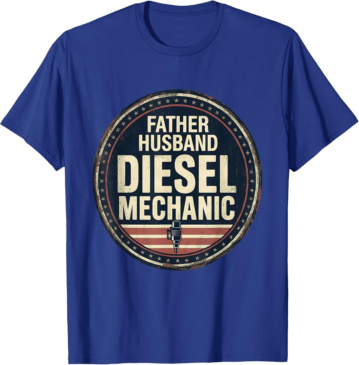 Men's Father Husband Diesel Mechanic Patriotic Mechanic Gift T-Shirt - Royal Blue
