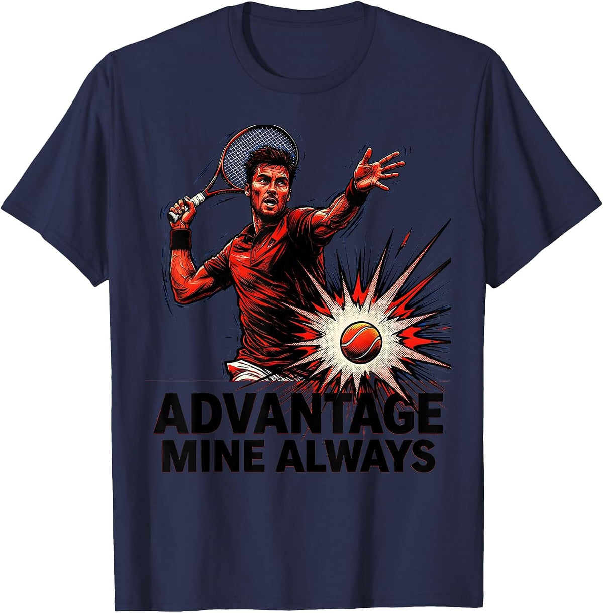 Advantage Mine Always Tennis Graphic Design T-Shirt - Navy Blue
