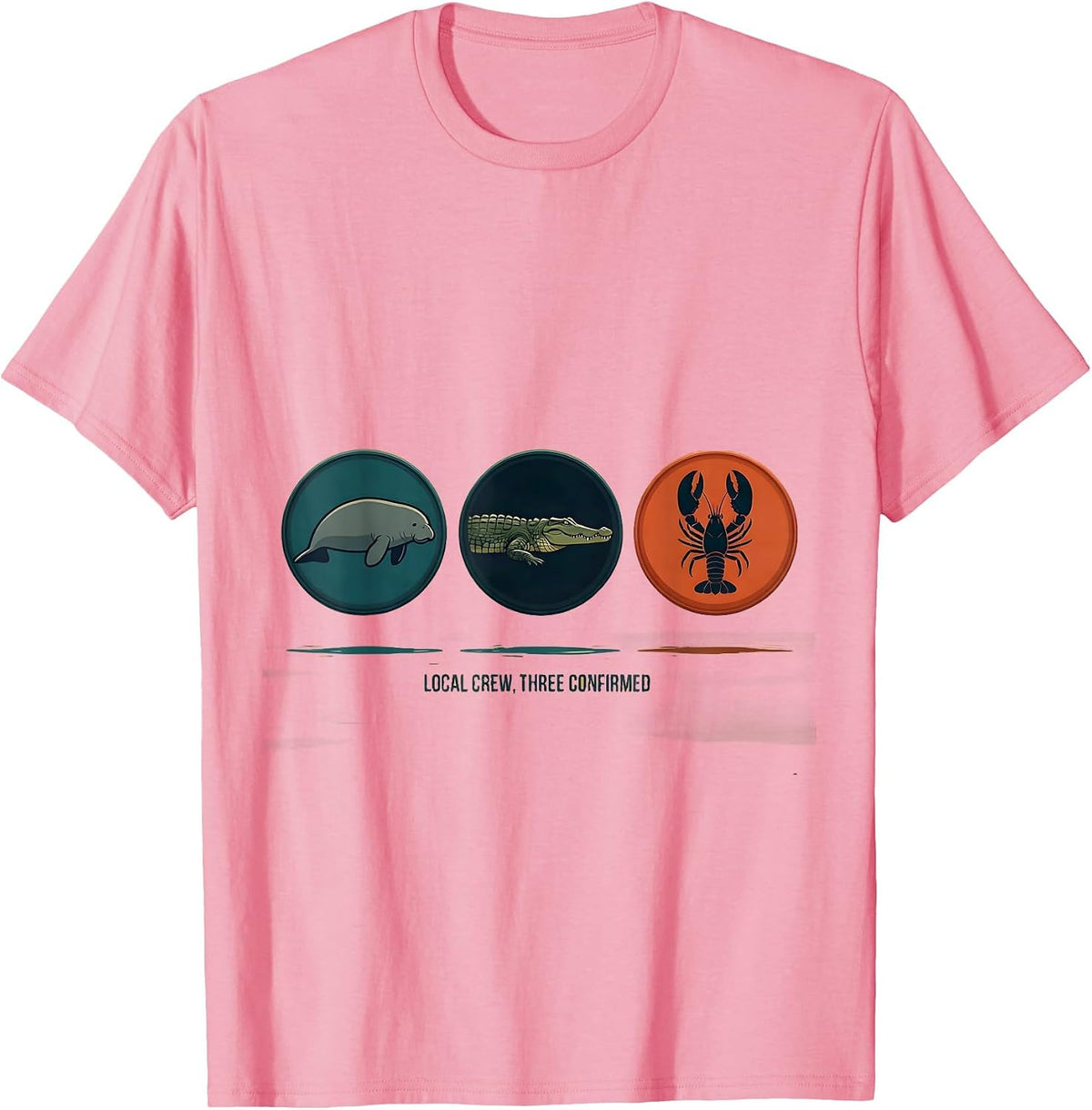 Men's Local Crew Three Confirmed Vintage Florida Manatee Alligator T-Shirt - Pink