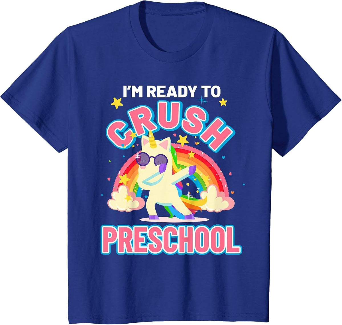 Welcome Back to School Unicorn Crushing Preschool T-Shirt - Royal Blue