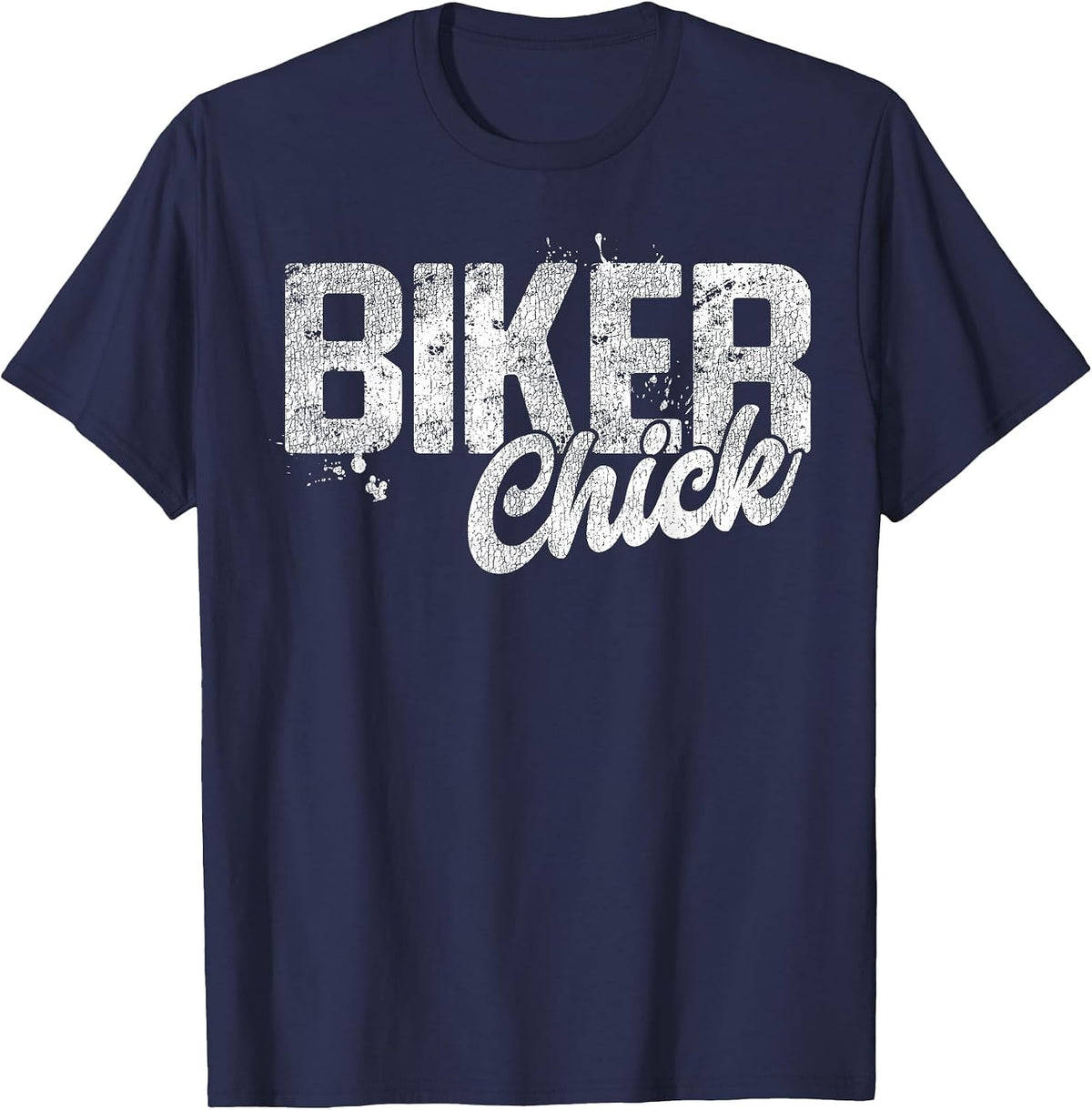 Classic Motorcycle Biker Biker Chick T-Shirt - Navy Blue
