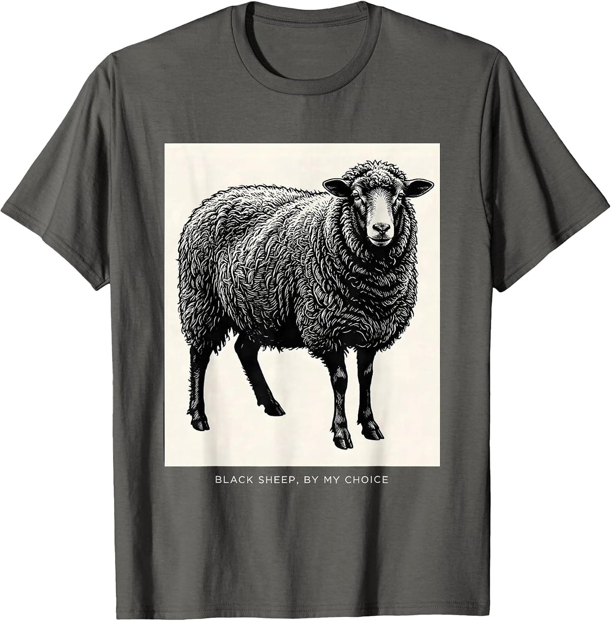 Black Sheep By My Choice Funny Outsider Identity Humor T-Shirt - Asphalt Grey