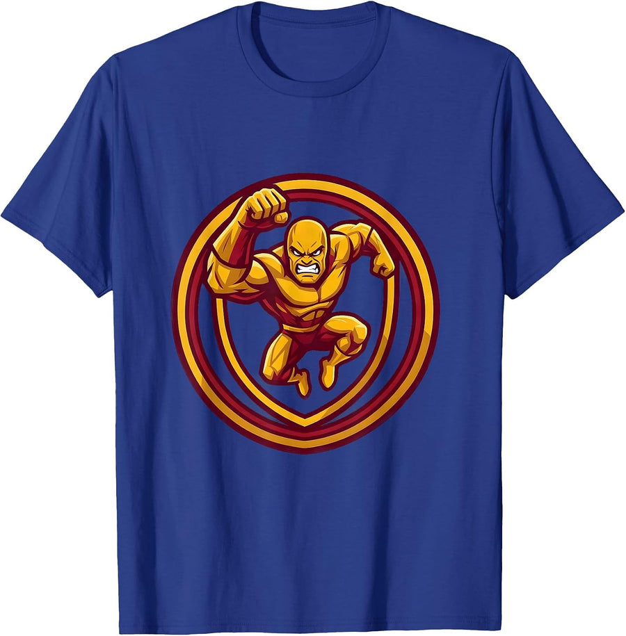 Volleyball Spike Attack Leaping Player Graphic T-Shirt - Royal Blue