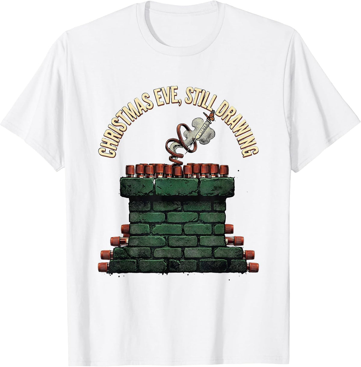 Men's Christmas Eve Still Drawing Vintage Phlebotomist Holiday T-Shirt - White