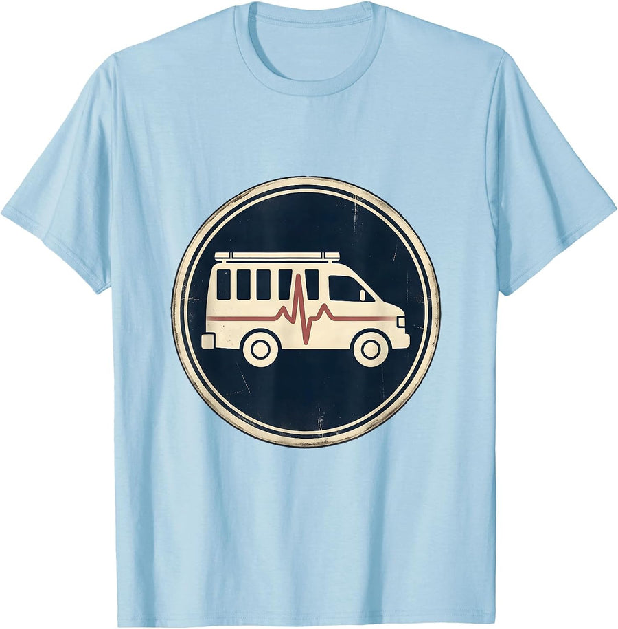 Men's Vintage EMT Paramedic Dark Humor Badge T-Shirt - Baby Blue