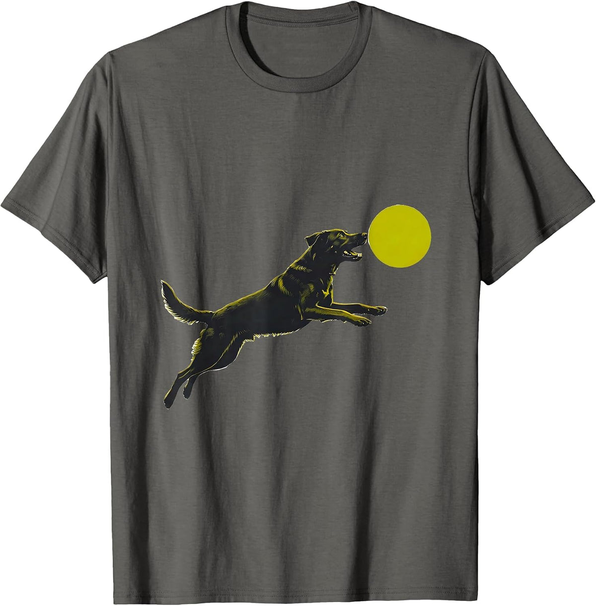 Dog Chasing Tennis Ball Funny Tennis Lover Gift T-Shirt - Asphalt Grey