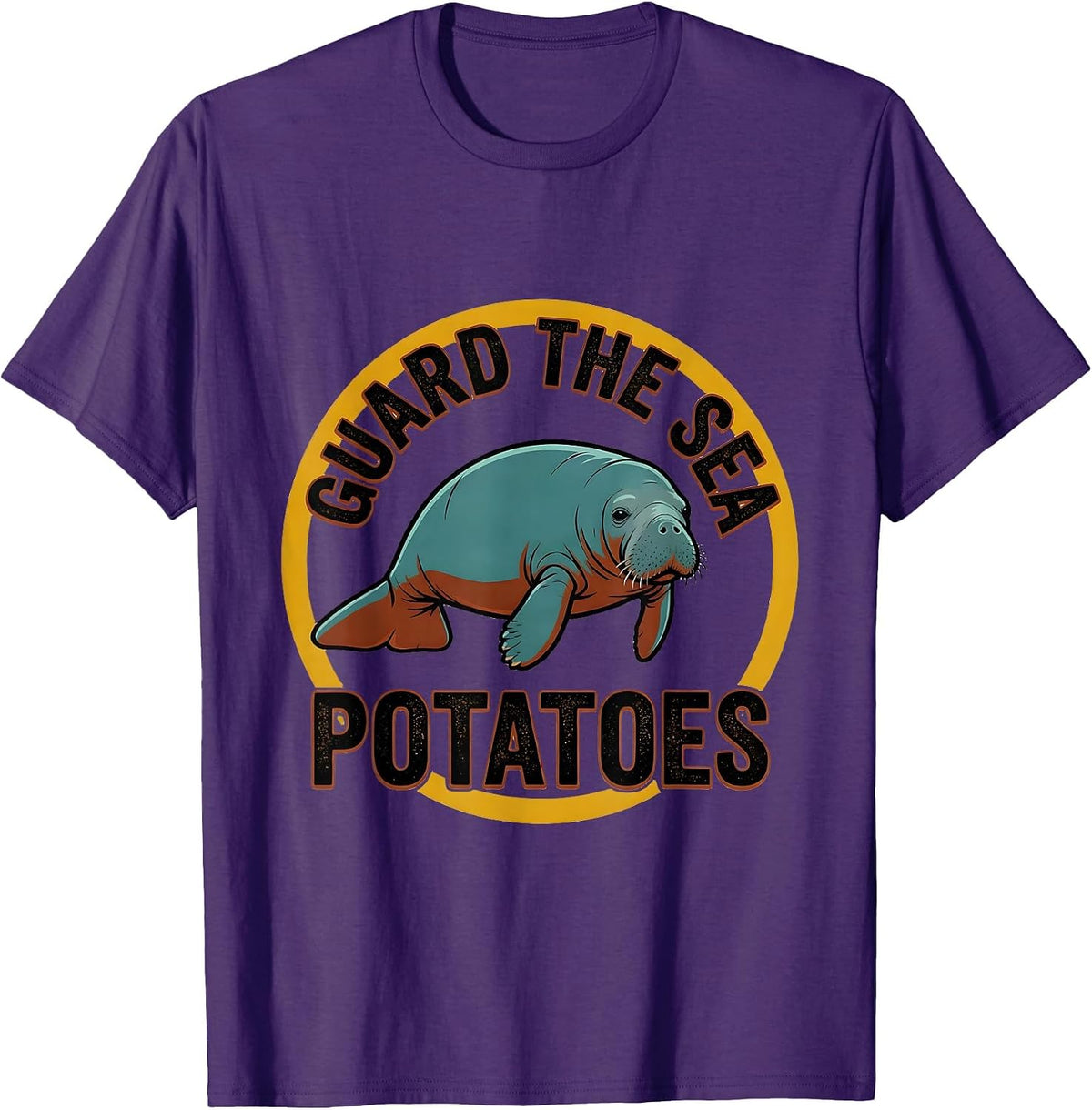 Men's Guard The Sea Potatoes Vintage Funny Manatee Sea Cow Lover T-Shirt - Purple