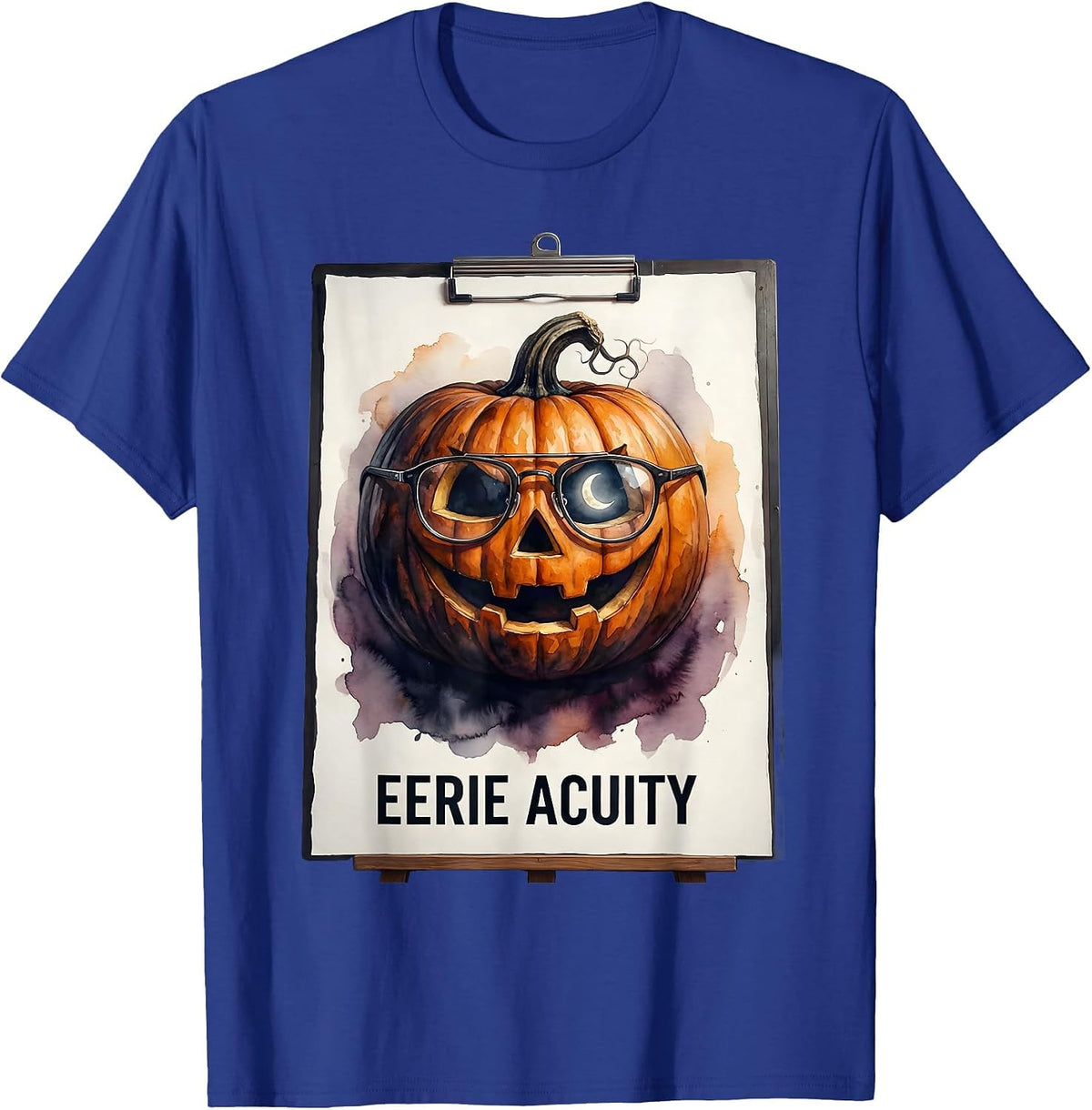 Men's Eerie Acuity Watercolor Halloween Optometrist Eye Doctor T-Shirt - Royal Blue