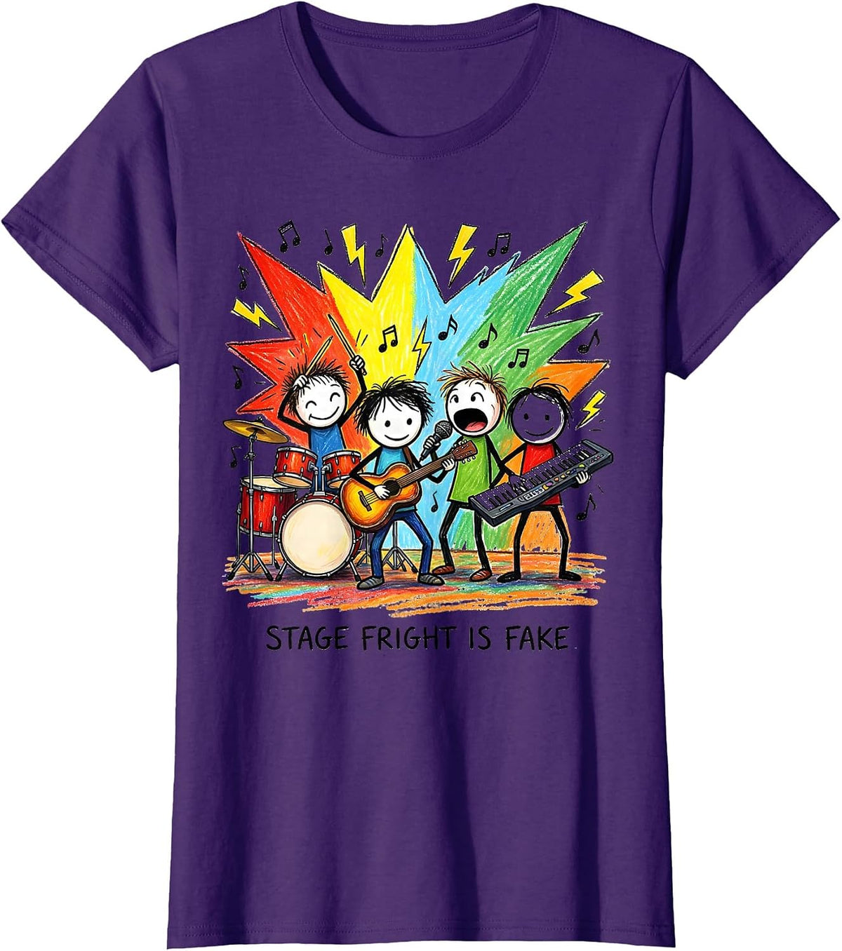 Women's Stage Fright Is Fake Bold Performer Design T-Shirt - Purple