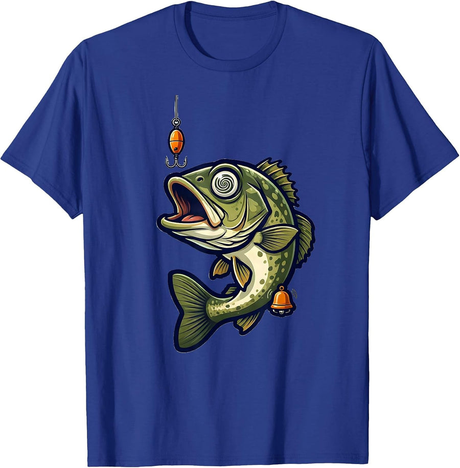 Hypnotized Bass Crankbait Funny Freshwater Fishing T-Shirt - Royal Blue
