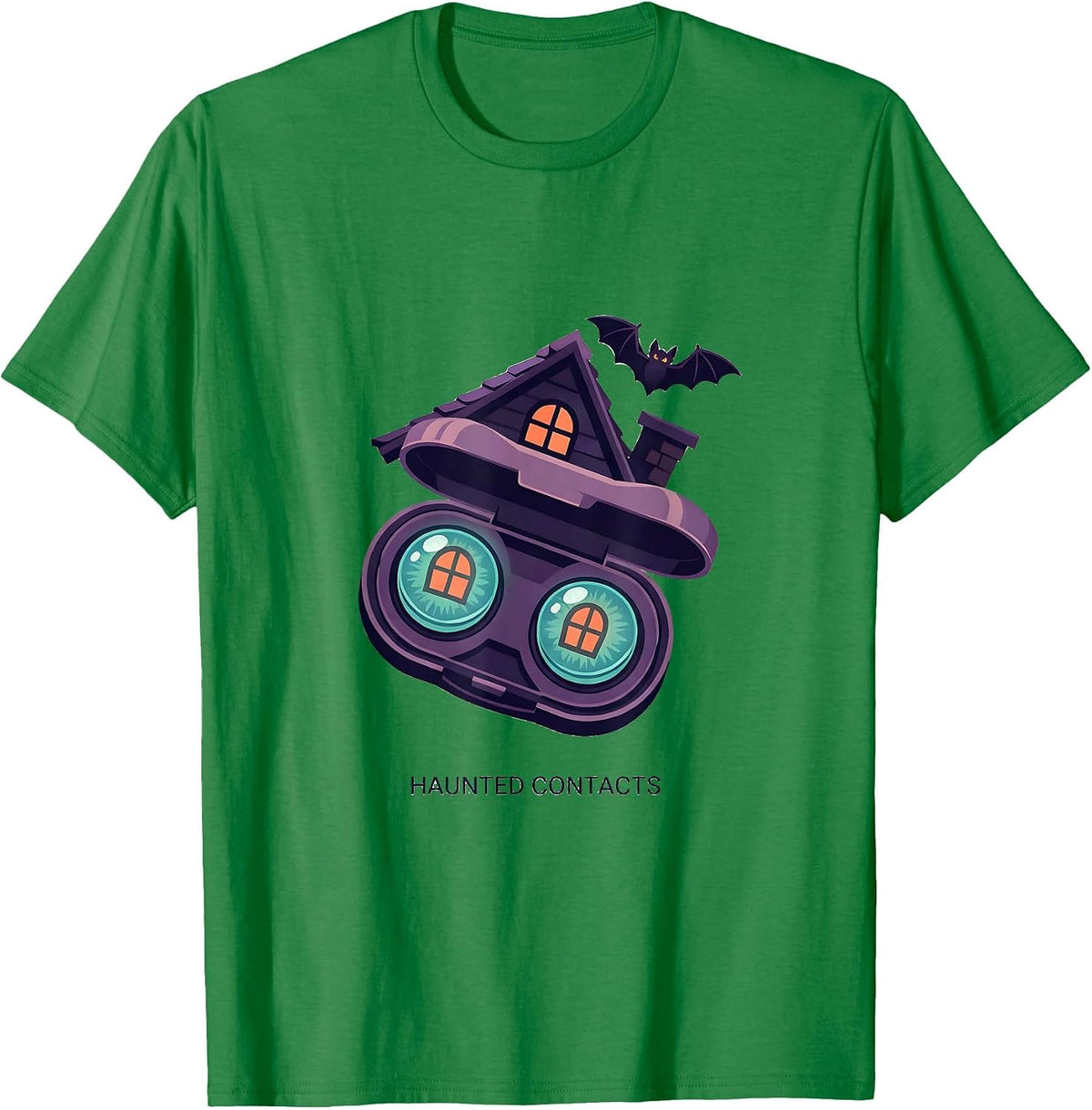 Men's Haunted Contacts Funny Optometrist Eye Doctor Halloween T-Shirt - Kelly Green