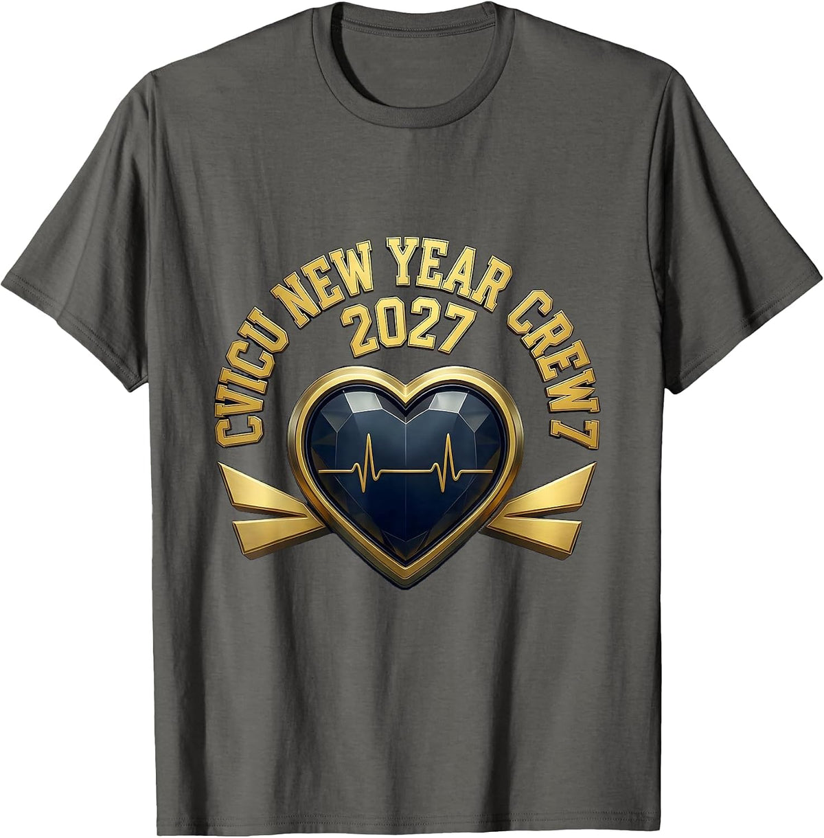 CVICU New Year Crew 2027 Sports Nurse ICU New Year Eve Party T-Shirt - Asphalt Grey