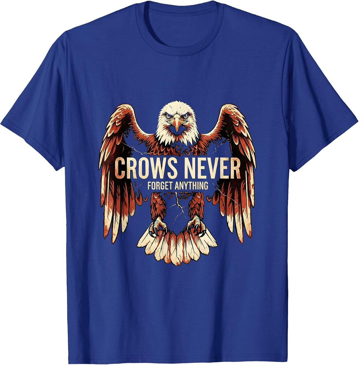 Men's Crows Never Forget Anything Bird Lover Design T-Shirt - Royal Blue