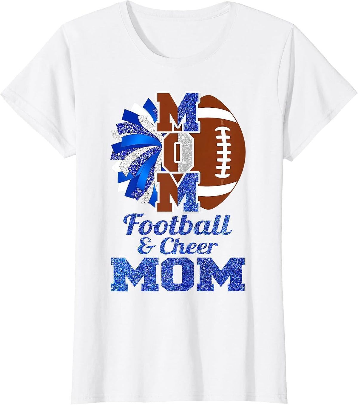 Cheer Football Cheerleading Mom of Both Messy Bun Bleached T-Shirt - White