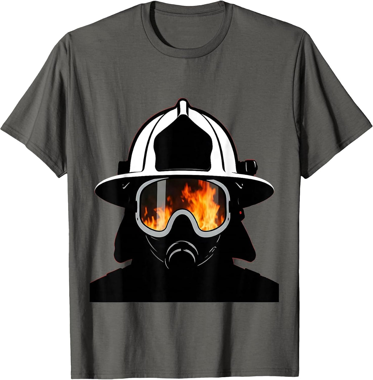Firefighter Helmet Close-Up Graphic Design T-Shirt - Asphalt Grey