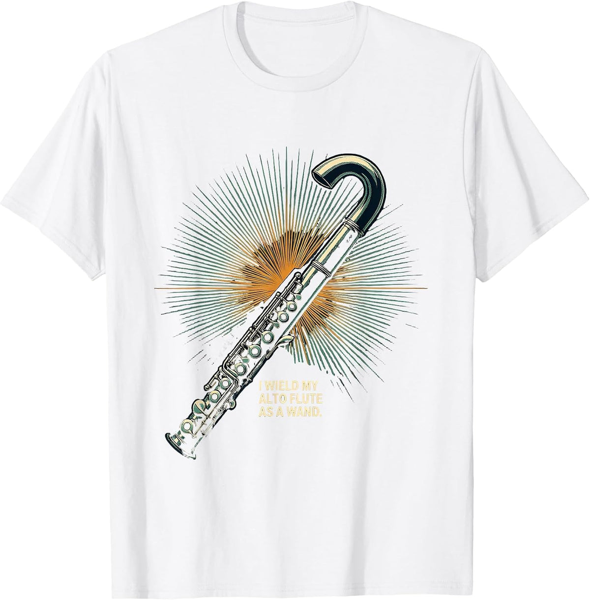 Men's I Wield My Alto Flute As A Wand Whimsical Band Musician Gift T-Shirt - White