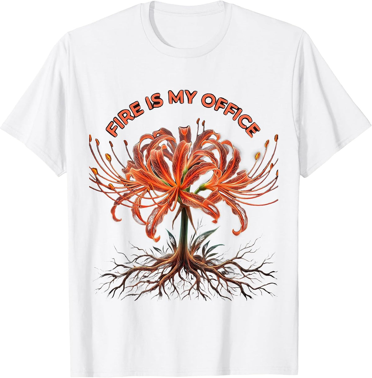 Fire Is My Office Firefighter Graphic Design T-Shirt - White
