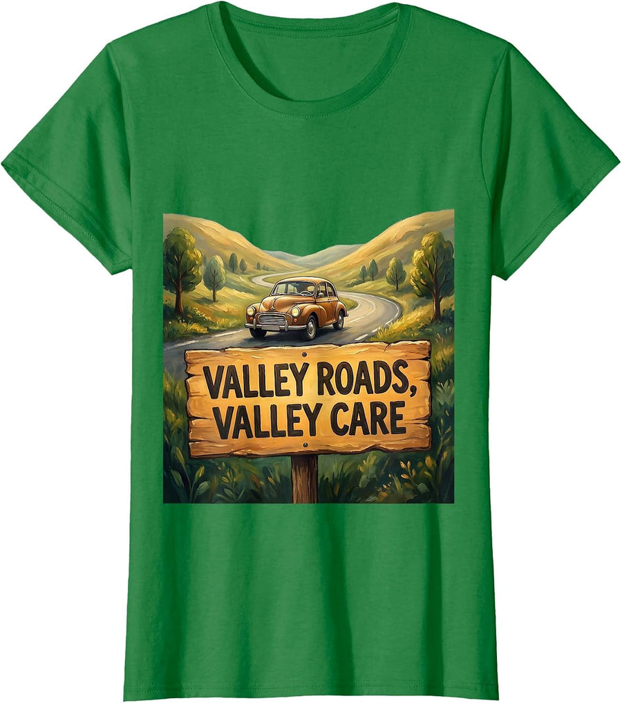 Women's Valley Roads Valley Care Automotive Design T-Shirt - Kelly Green