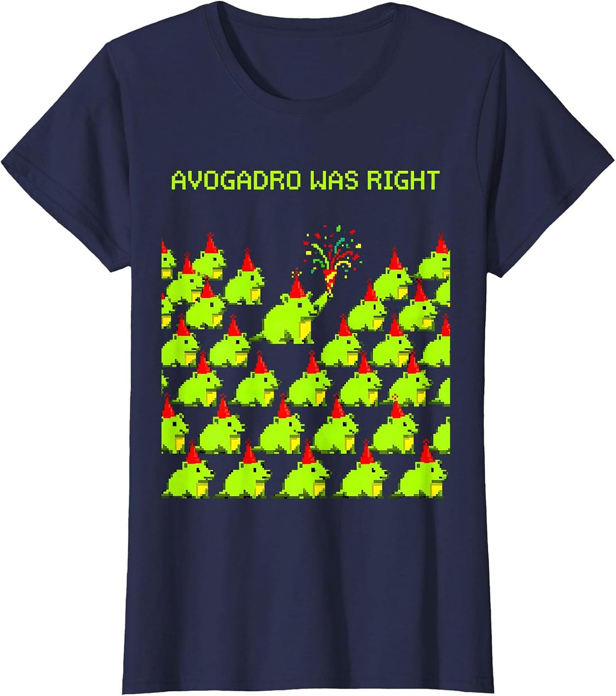 Women's Avogadro Was Right Pixel Art Mole Day Chemistry Teacher T-Shirt - Navy Blue