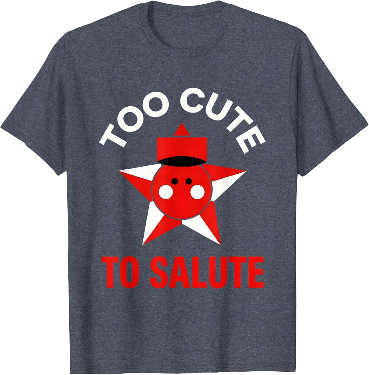 Too Cute to Salute Kids Red White and Blue T-Shirt - Heather Blue