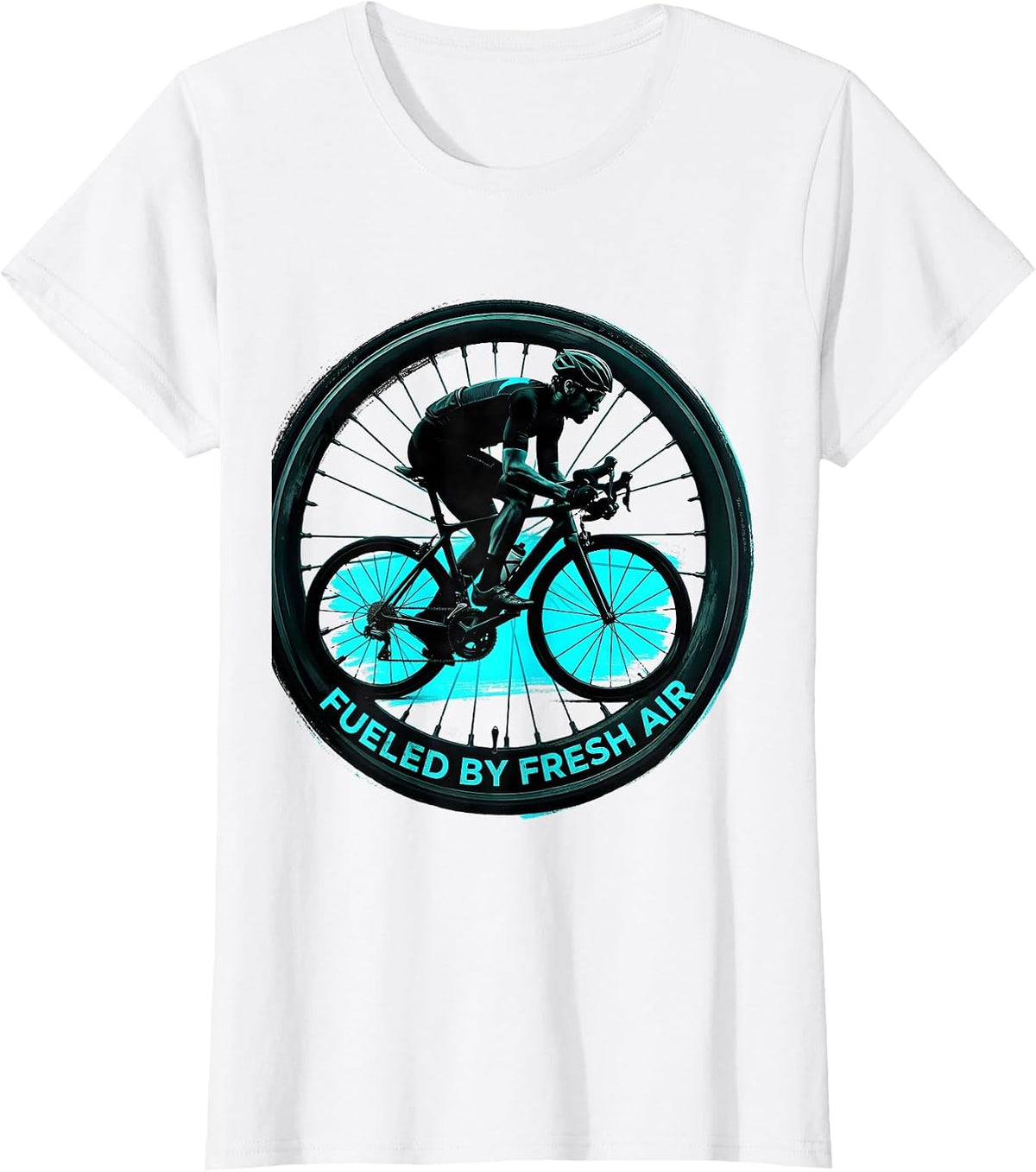 Fueled by Fresh Air Cycling Bike Design T-Shirt - White