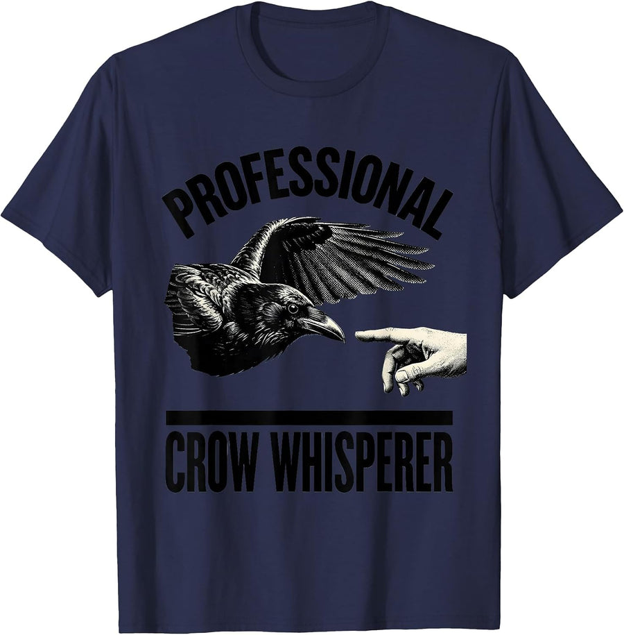 Professional Crow Whisperer Funny Bird Lover Design T-Shirt - Navy Blue