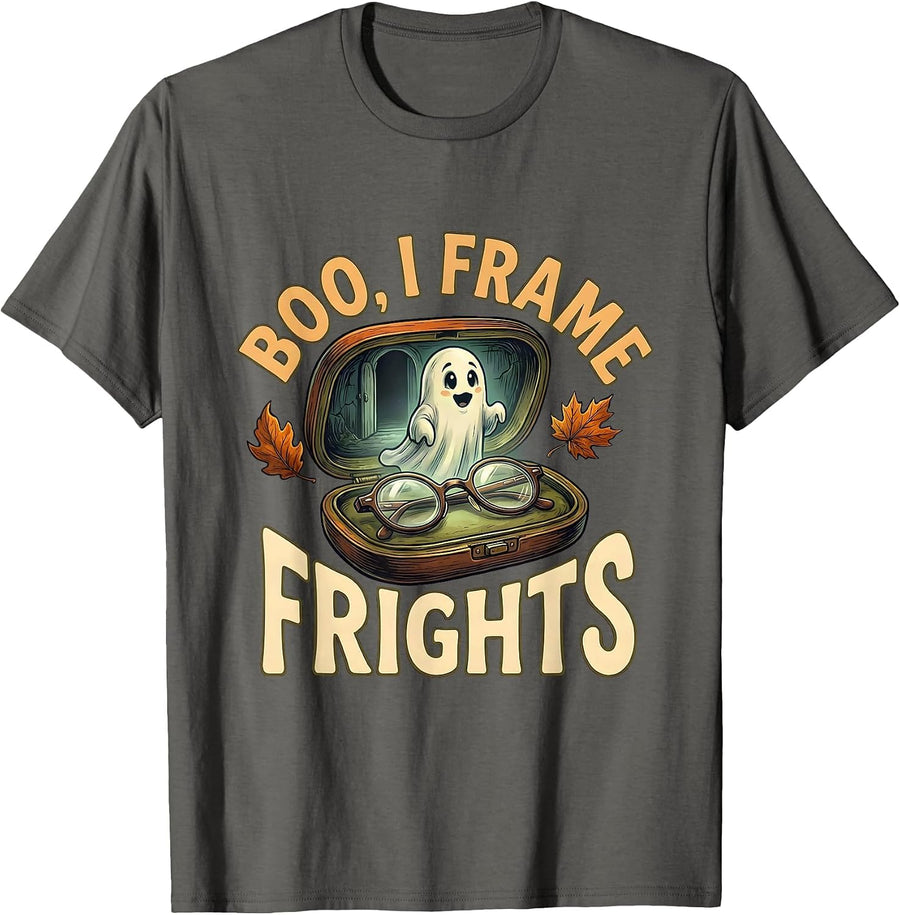 Boo I Frame Frights Funny Optometrist Eye Doctor Halloween T-Shirt - Asphalt Grey