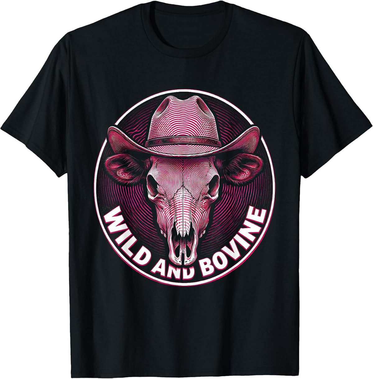 Men's Wild and Bovine Cow Lover Graphic Design T-Shirt - Black