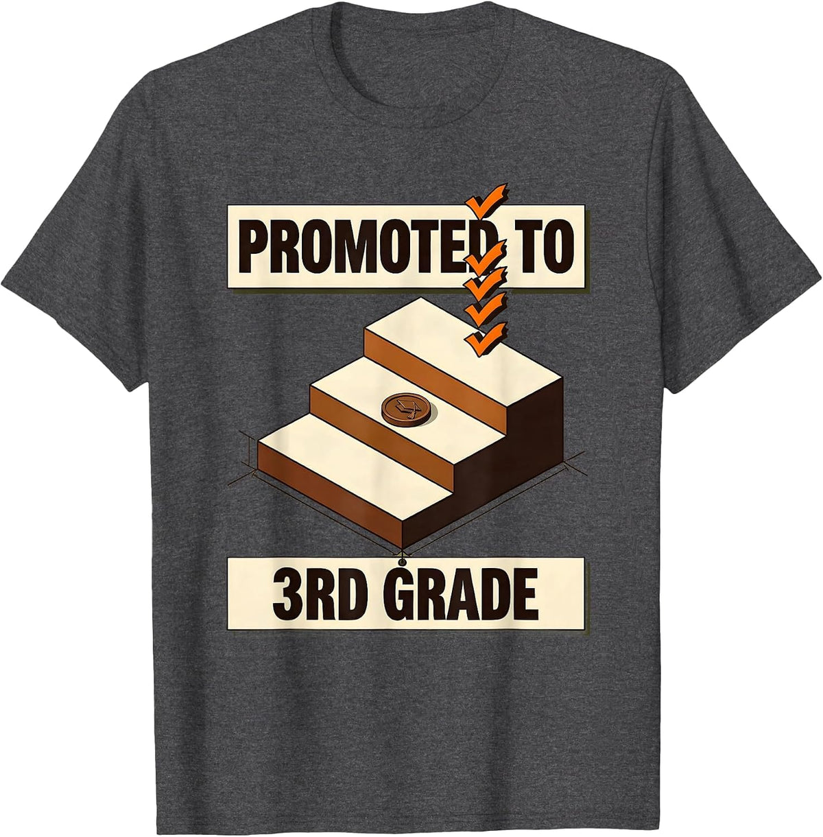 PROMOTED TO 3RD GRADE Camo Third Grade Boy Back To School T-Shirt - Dark Heather Grey