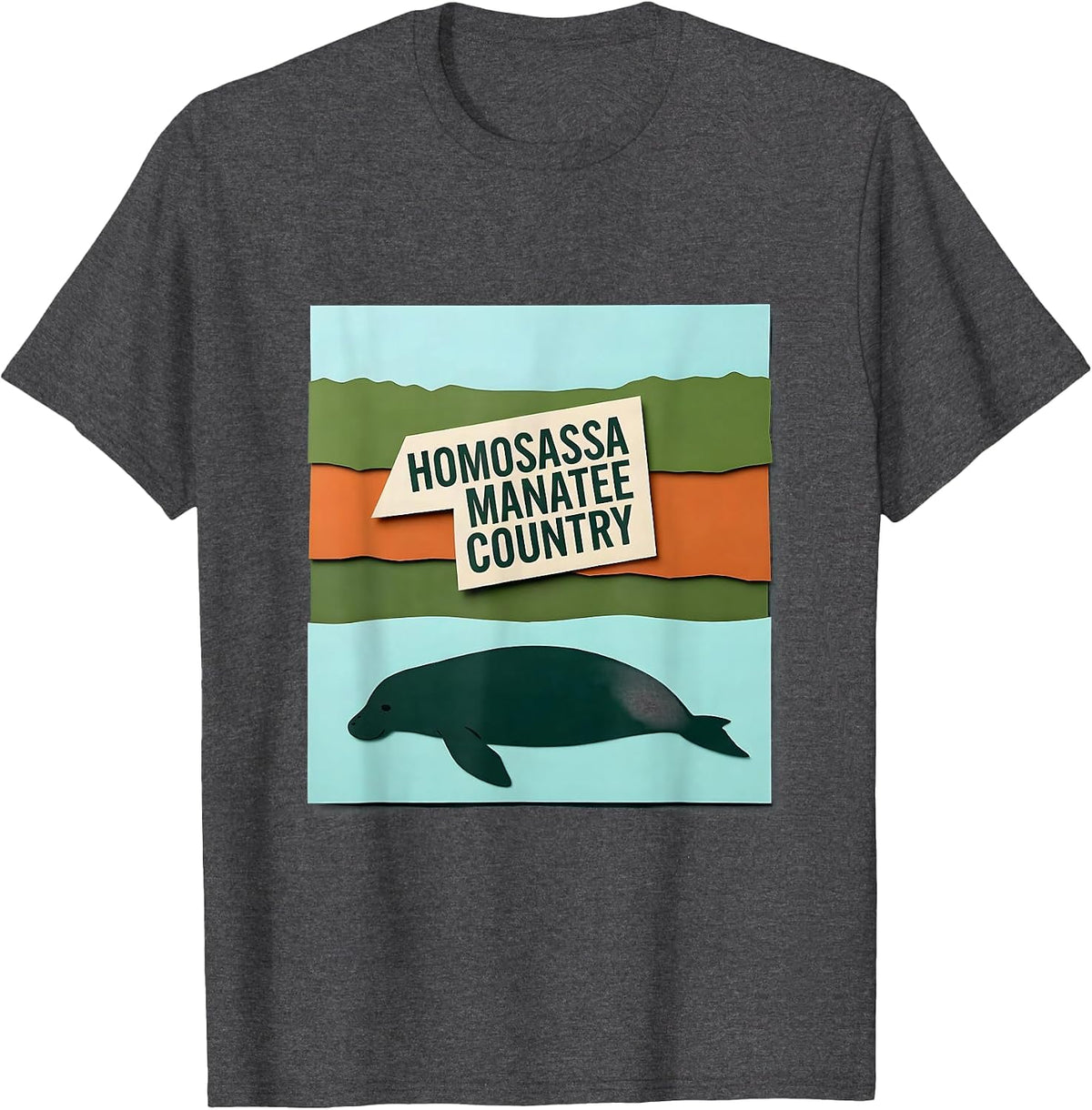 Men's Homosassa Manatee Country Florida Swamp Pride Retro T-Shirt - Dark Heather Grey
