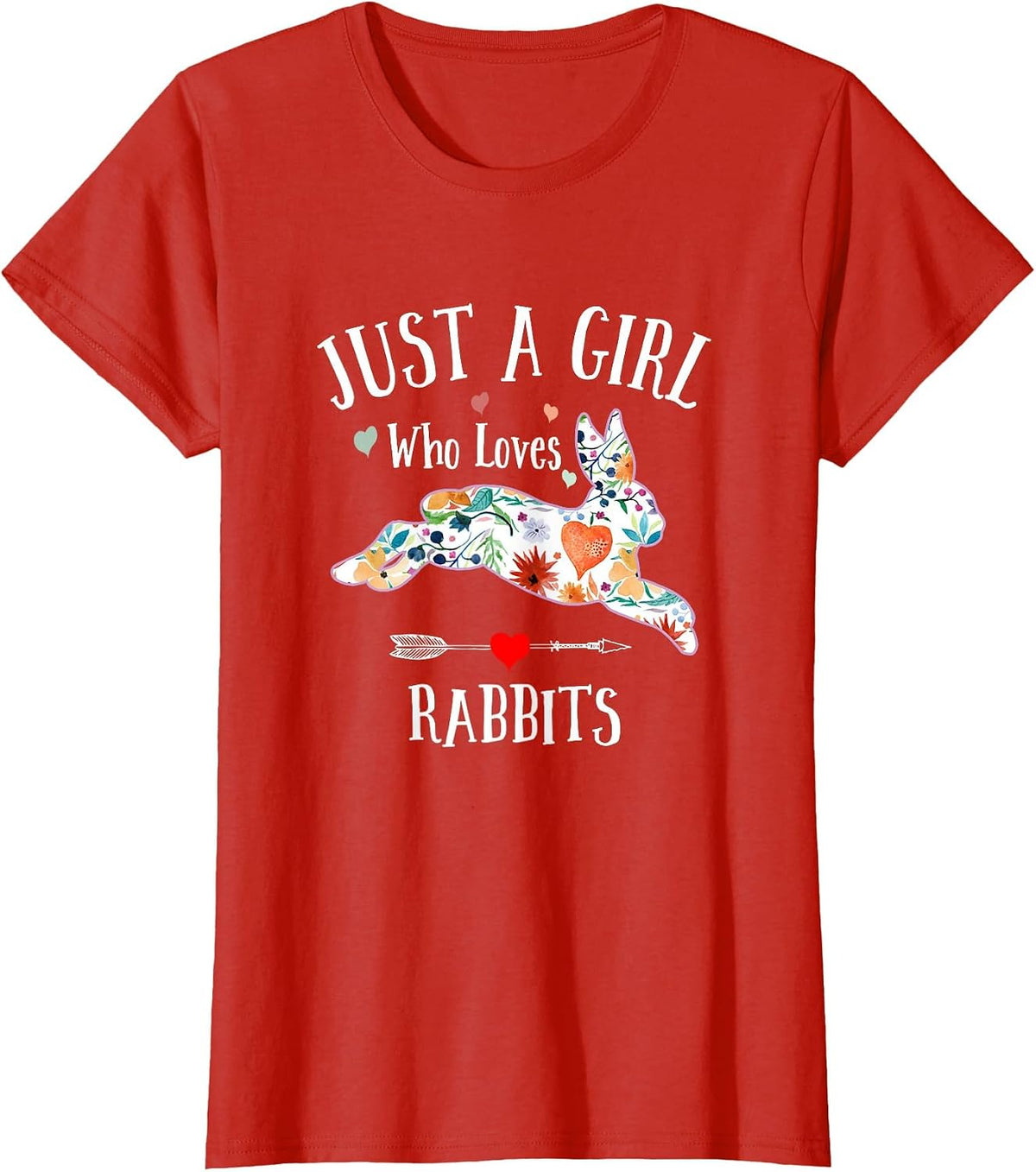 Just a Girl Who Loves Rabbits for Women Girls Teens T-Shirt - Red