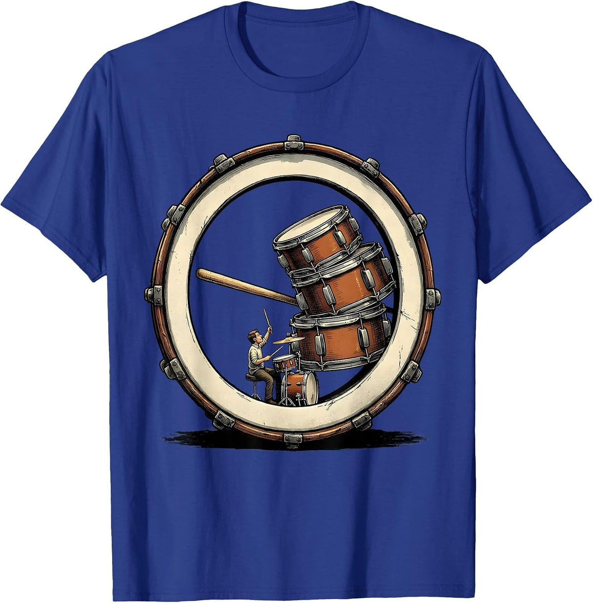 Tiny Drummer Vintage Humor Drumline Percussionist T-Shirt - Royal Blue