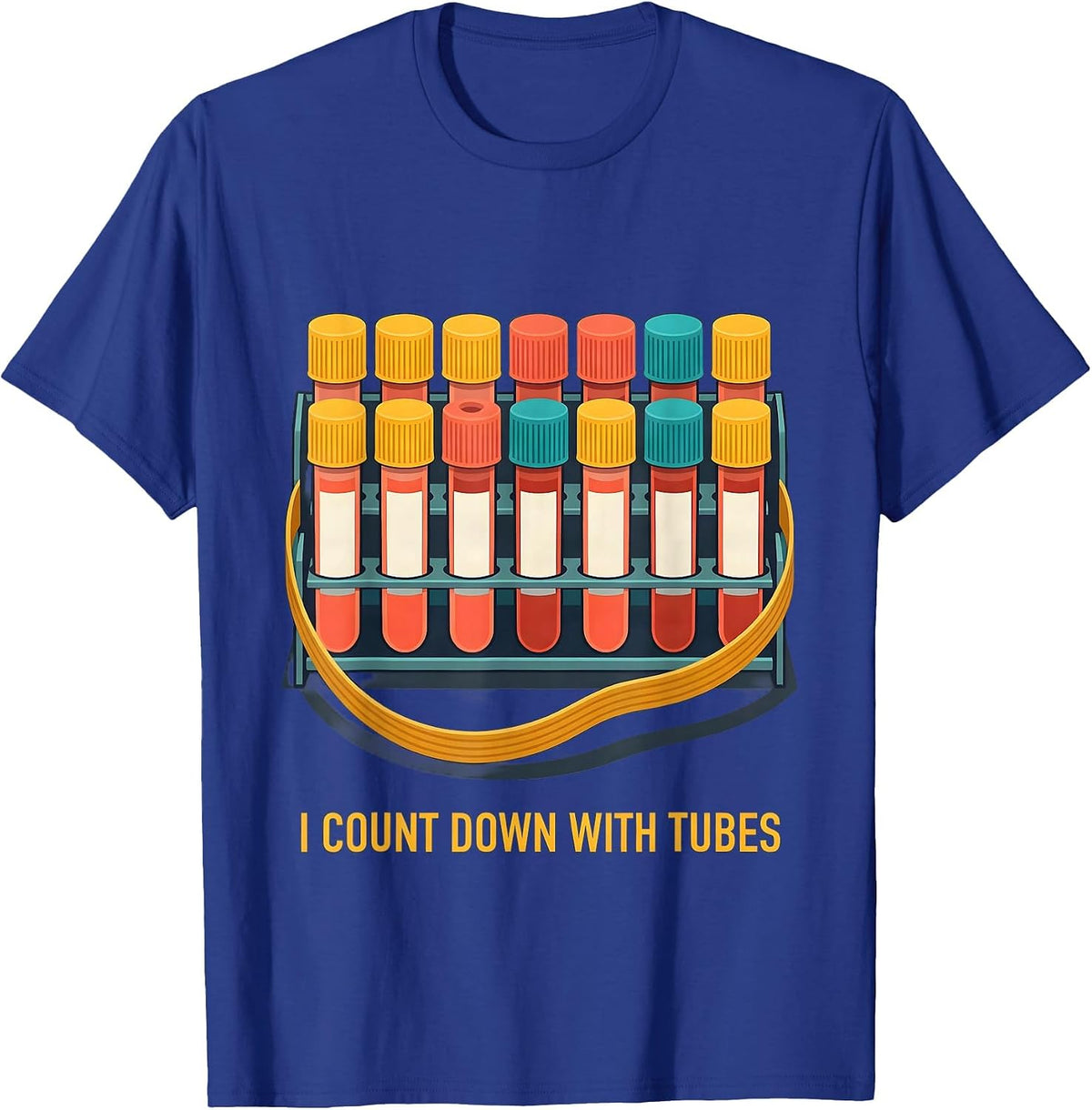 Men's I Count Down With Tubes Funny Phlebotomist Christmas Holiday T-Shirt - Royal Blue