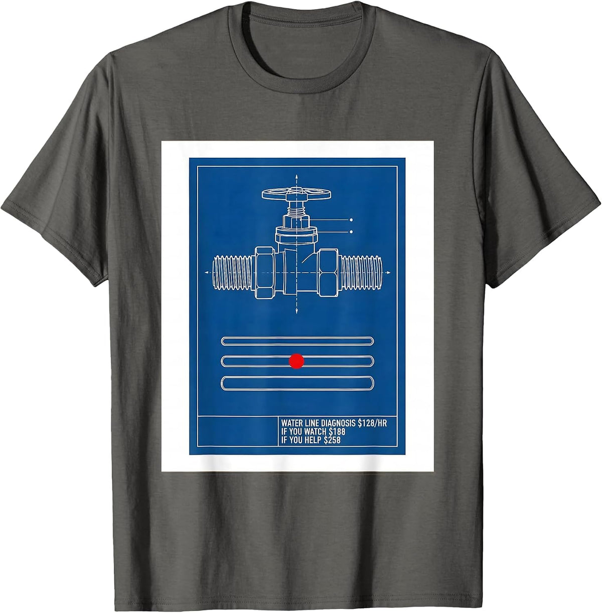 Men's Water Line Diagnosis Funny Plumber Dad Gift T-Shirt - Asphalt Grey