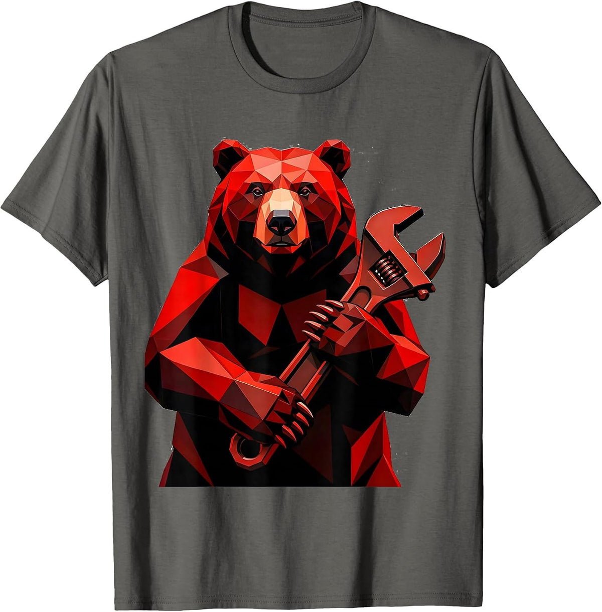 Men's Bear With Giant Socket Wrench Graphic T-Shirt - Asphalt Grey