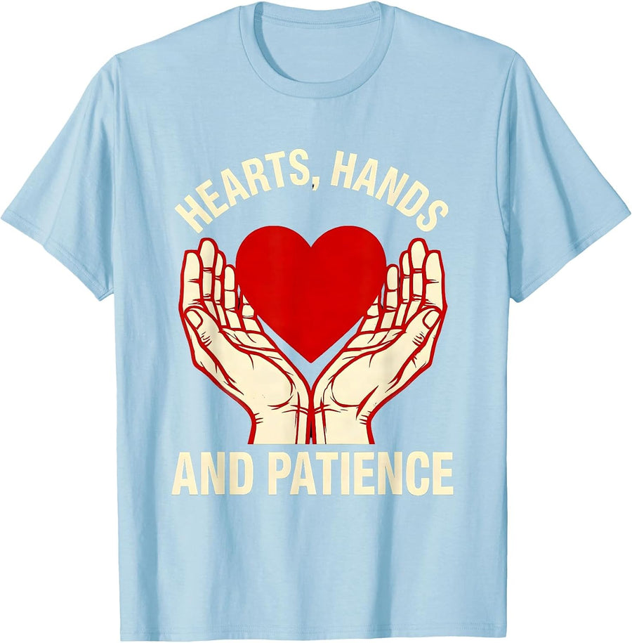 Men's Hearts Hands and Patience Paraprofessional Design T-Shirt - Baby Blue