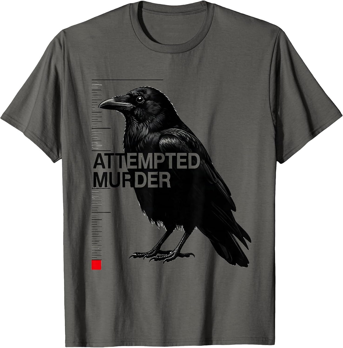 Men's Attempted Murder Swiss International Crow Lover Humor T-Shirt - Asphalt Grey