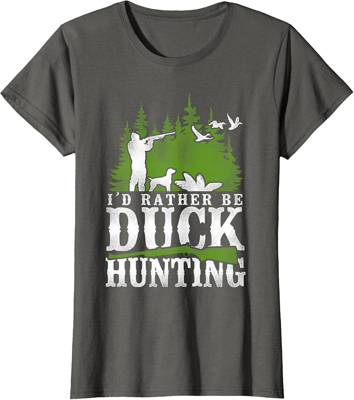Duck Hunting Hunter Vintage I'd Rather Be Duck Hunting T-Shirt - Asphalt Grey